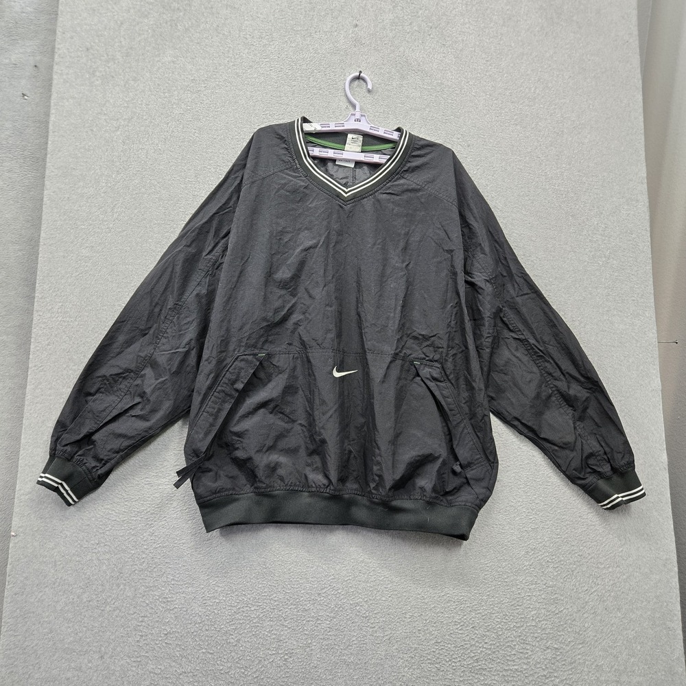 Nike Men Jacket XXL Black Embroidered Center Mini Swoosh Logo Windbreaker